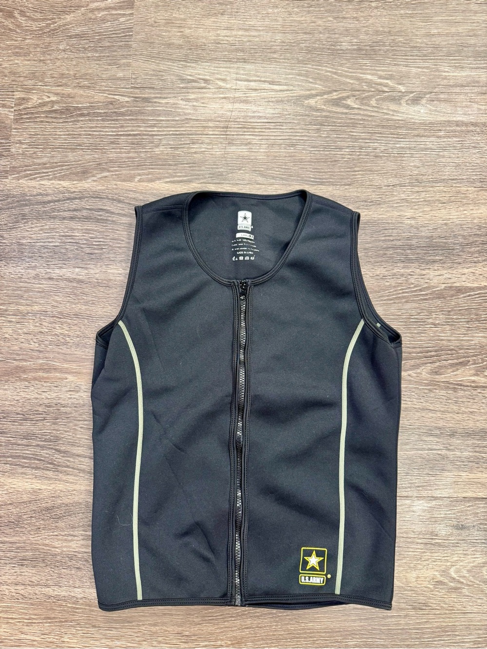 U.S. Army Men's Neoprene Sauna Workout Vest Black Full Zip Large
